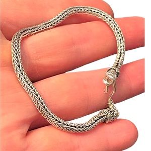 Vintage Sterling silver 925 Bali Balenisian bracelet solid wheat chain
